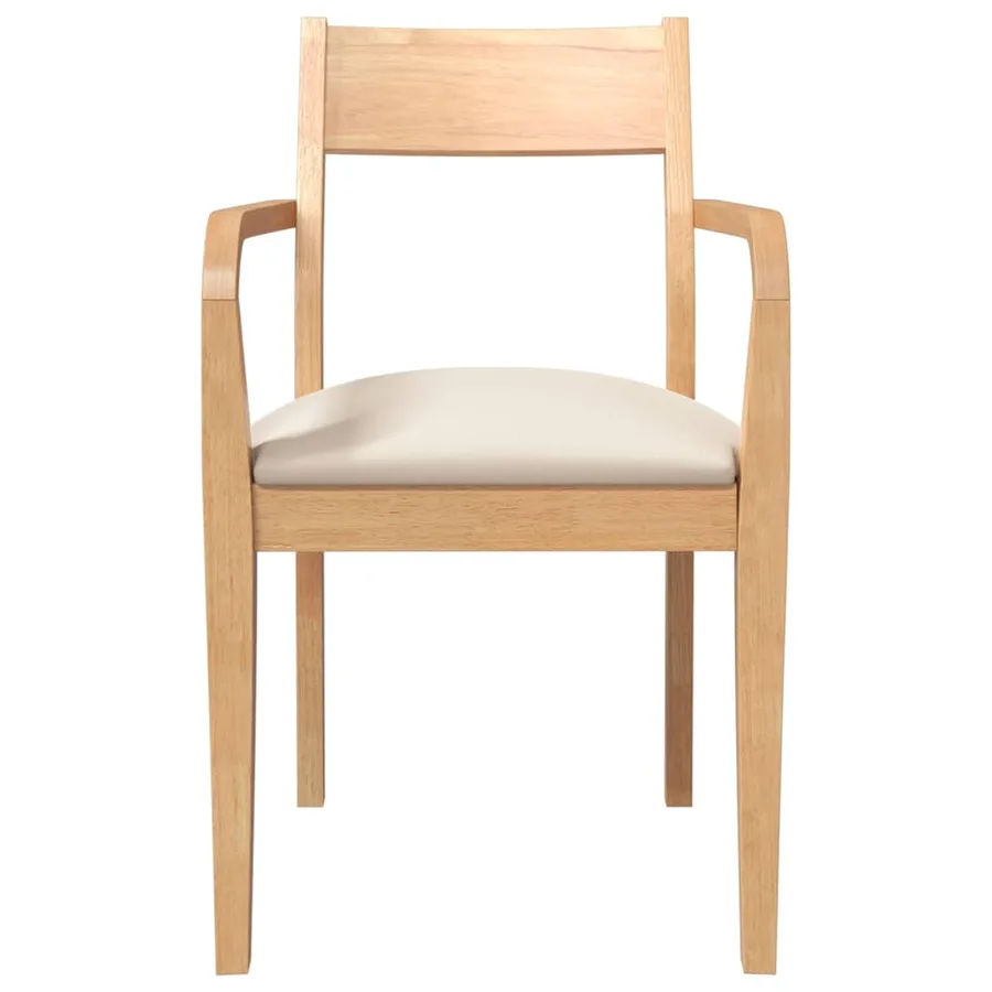 Chaises à manger coussins 2 pcs naturel bois massif caoutchouc - 5