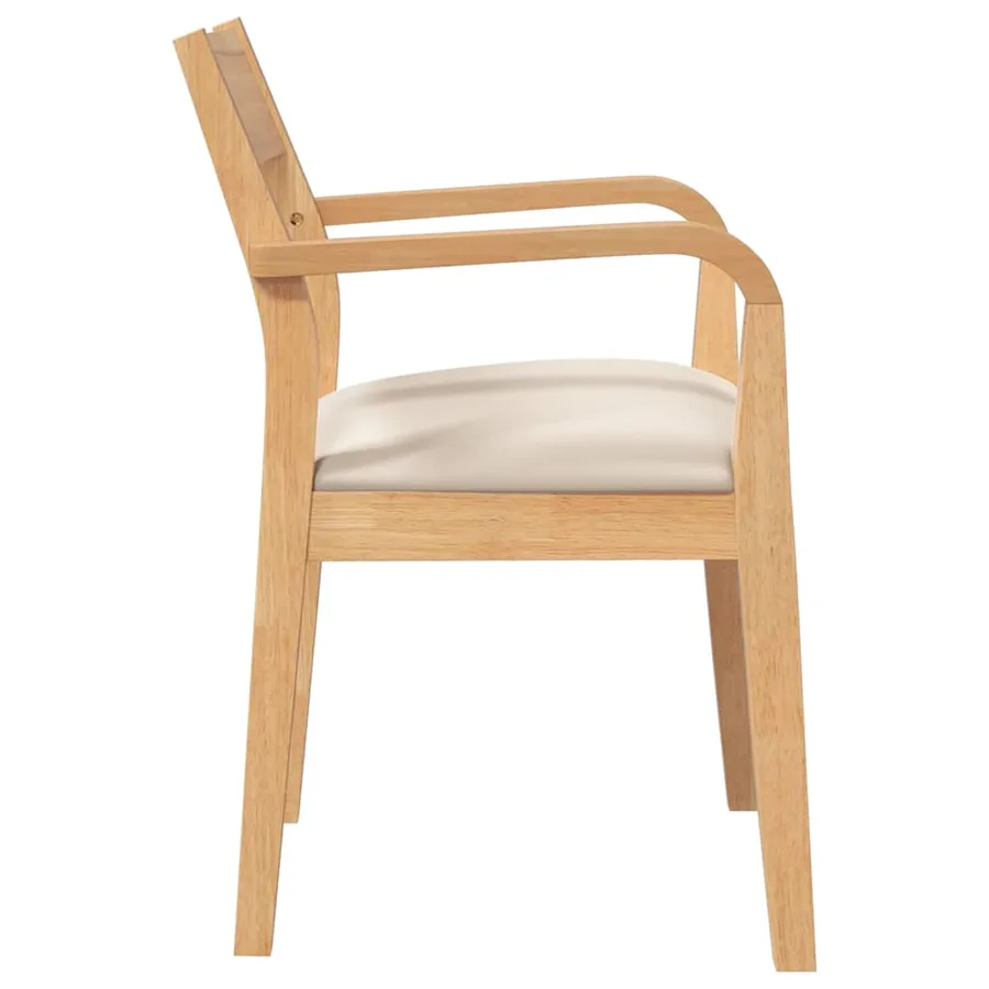 Chaises à manger coussins 2 pcs naturel bois massif caoutchouc - 6