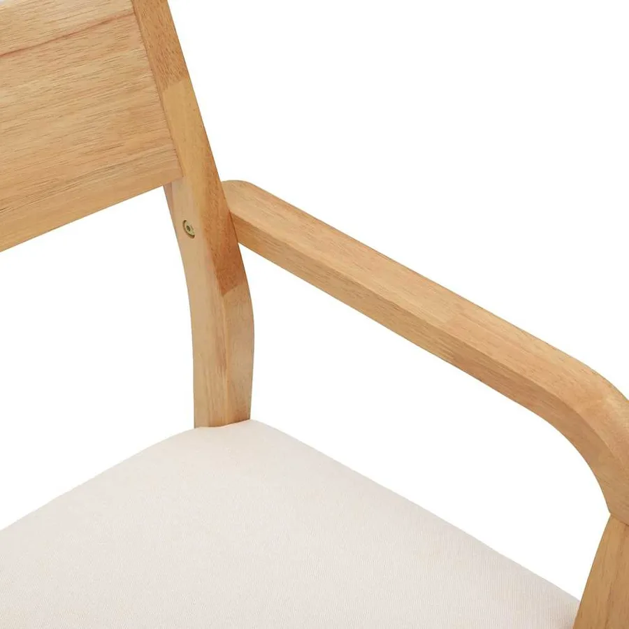 Chaises à manger coussins 2 pcs naturel bois massif caoutchouc - 8