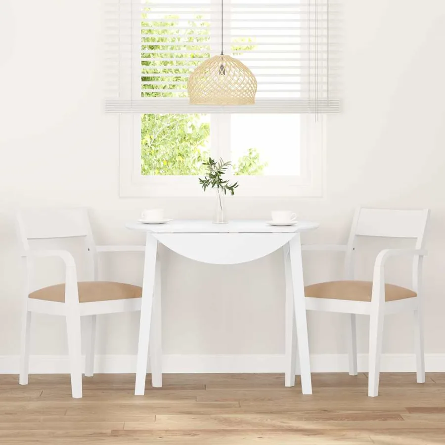Chaises à manger coussins 2 pcs blanc bois massif caoutchouc - 3