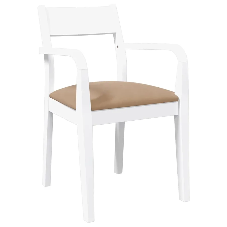 Chaises à manger coussins 2 pcs blanc bois massif caoutchouc - 4