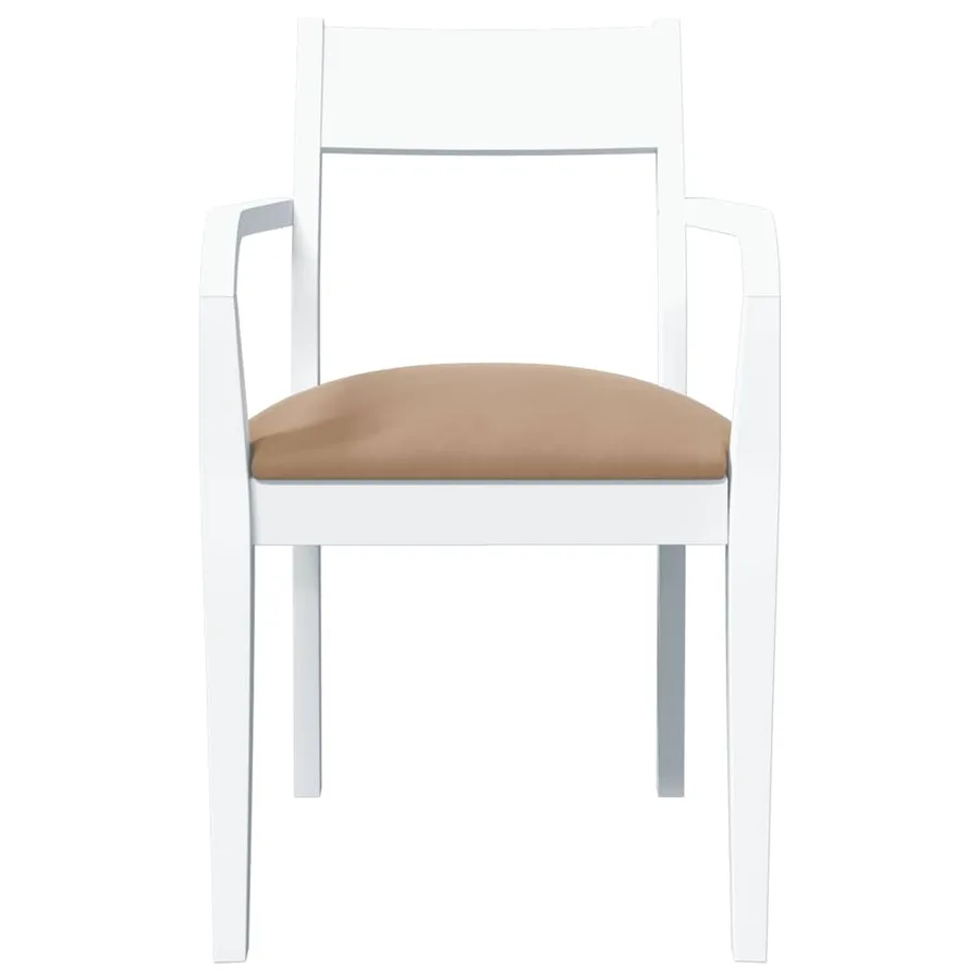 Chaises à manger coussins 2 pcs blanc bois massif caoutchouc - 5