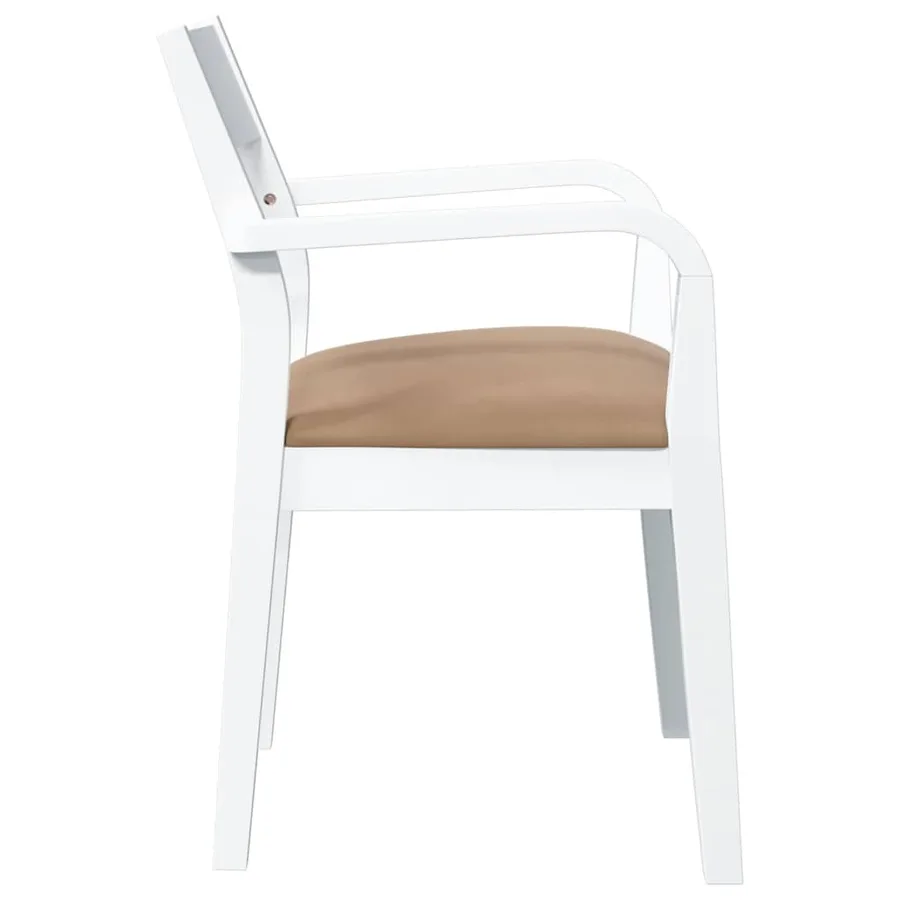 Chaises à manger coussins 2 pcs blanc bois massif caoutchouc - 6