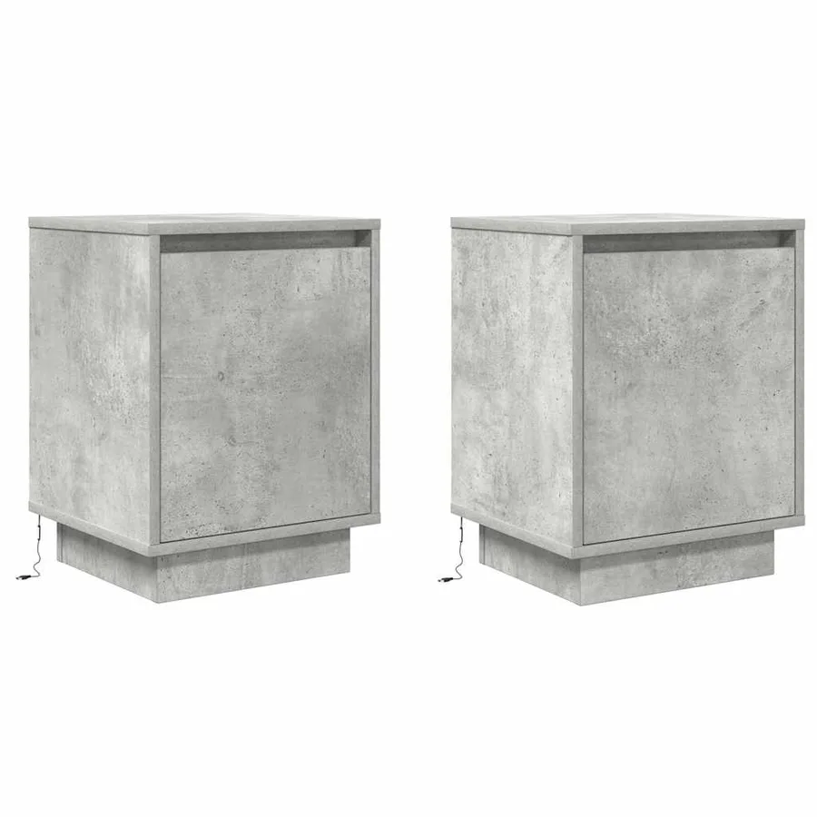 Tables de chevet avec lumières LED 2 pcs gris béton 38x34x50 cm - 3