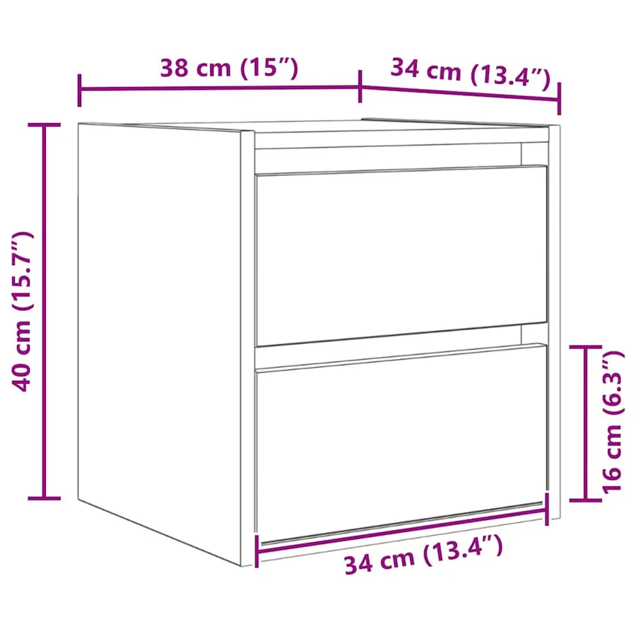 Table de chevet murale blanc 38x34x40 cm - 13