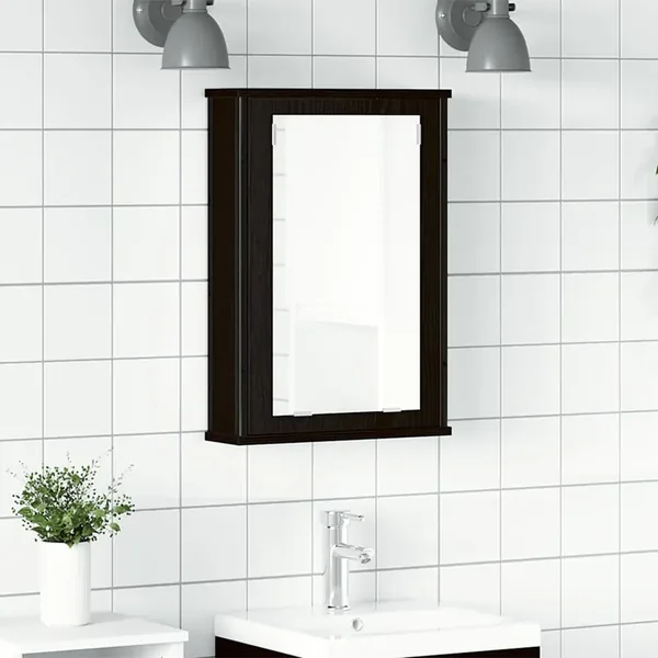Armoire à miroir de salle de bain chêne noir bois ingénierie