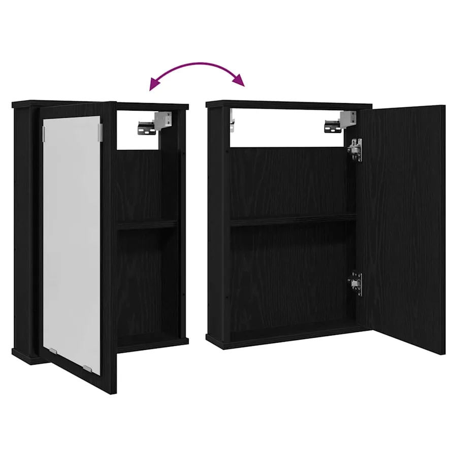 Armoire à miroir de salle de bain chêne noir bois ingénierie - 7