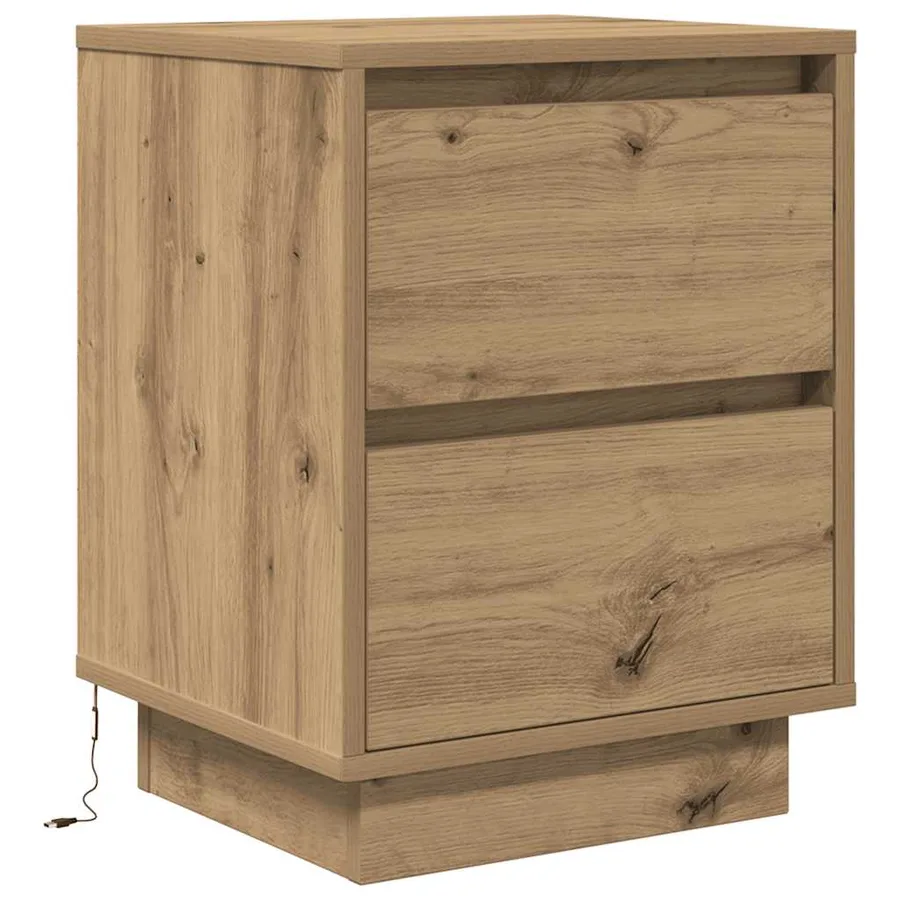 Armoires de chevet lumières LED 2pcs chêne artisanal 38x34x50cm - 7