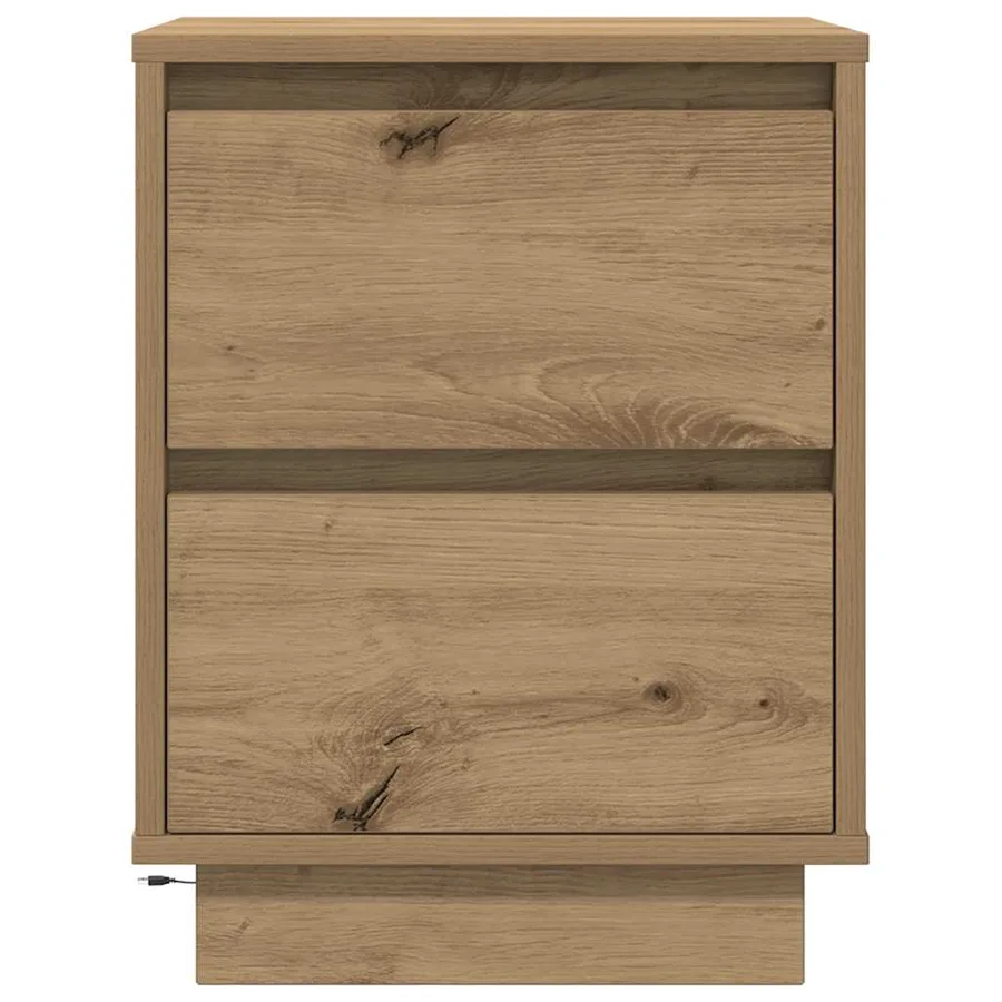 Armoires de chevet lumières LED 2pcs chêne artisanal 38x34x50cm - 9