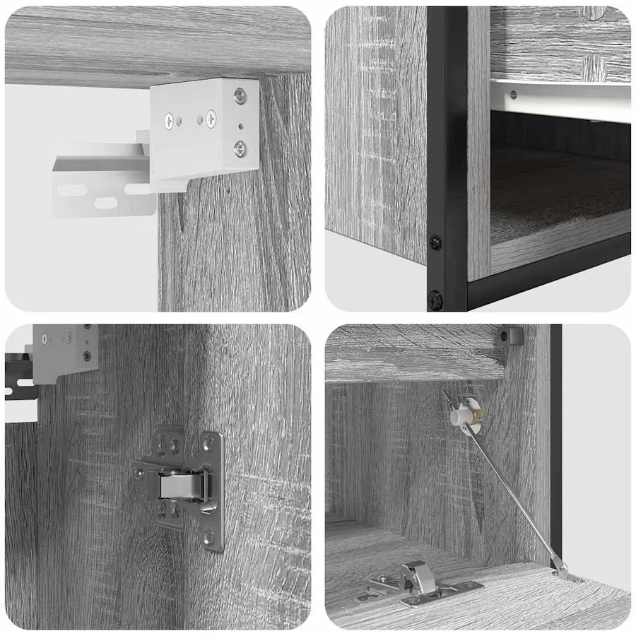 Ensemble de mobilier de salle de bain avec étagère 5 pcs Gris - 10