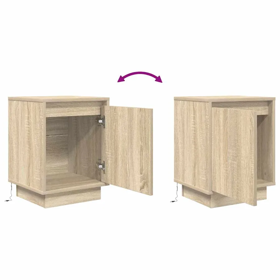 Tables de chevet avec lumières LED 2pcs chêne sonoma 38x34x50cm - 11