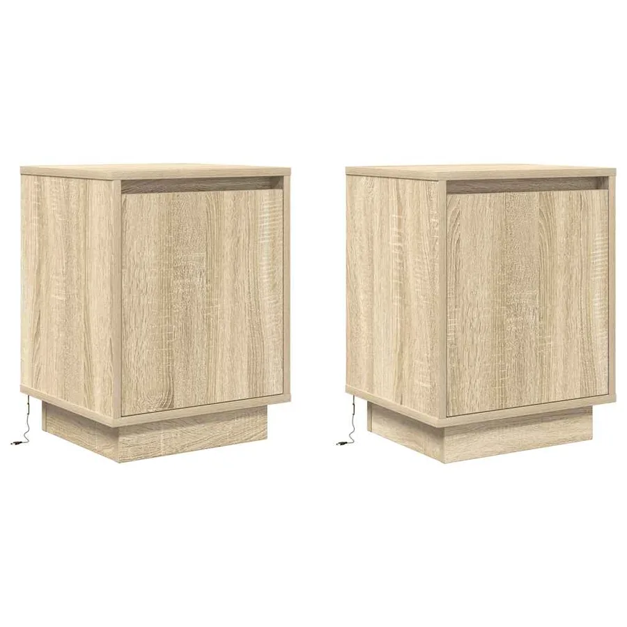 Tables de chevet avec lumières LED 2pcs chêne sonoma 38x34x50cm - 3