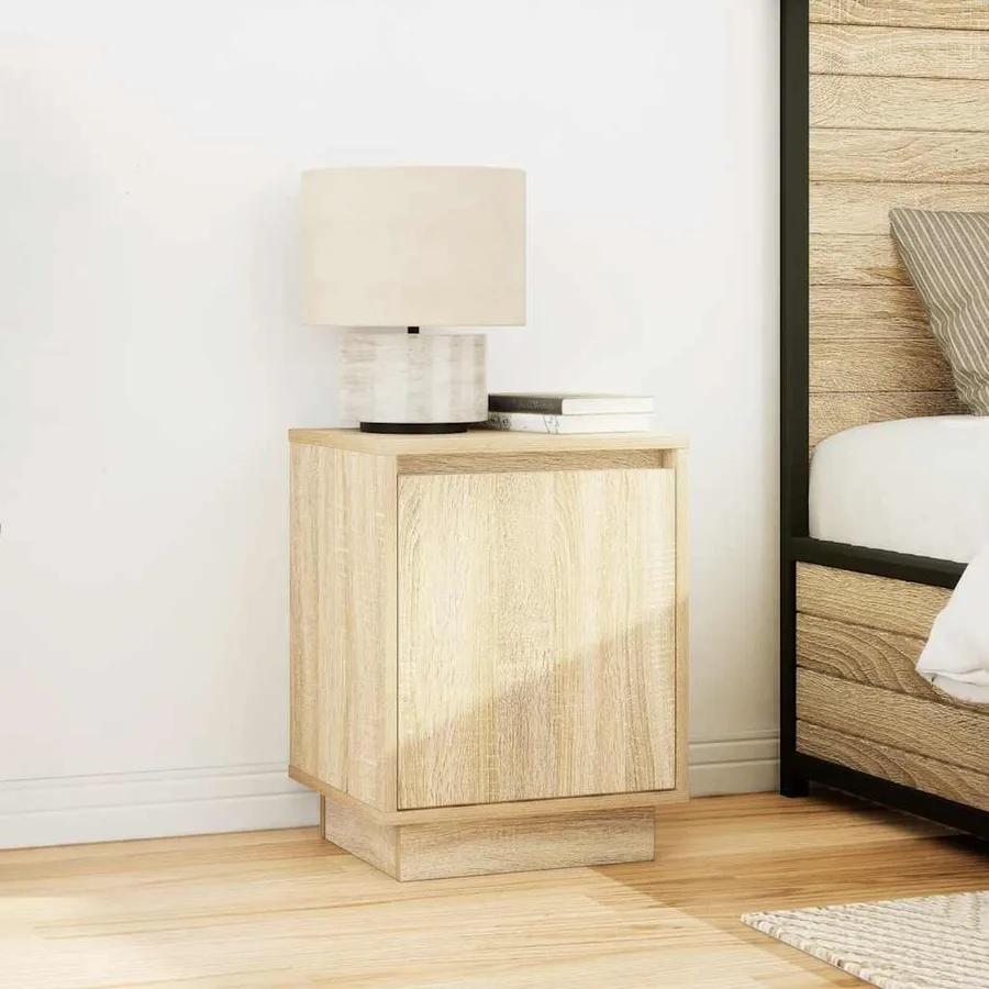 Tables de chevet avec lumières LED 2pcs chêne sonoma 38x34x50cm - 4