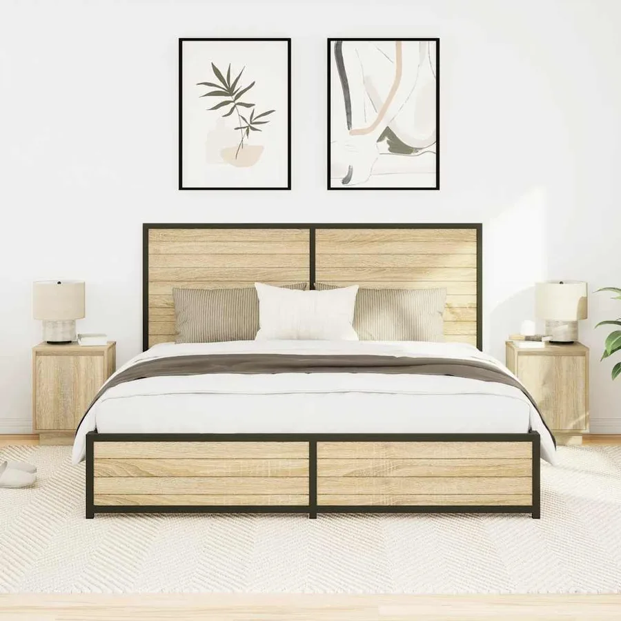 Tables de chevet avec lumières LED 2pcs chêne sonoma 38x34x50cm - 5