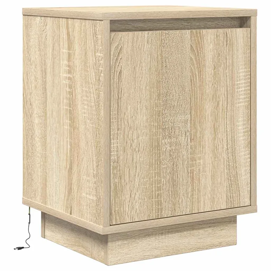 Tables de chevet avec lumières LED 2pcs chêne sonoma 38x34x50cm - 7