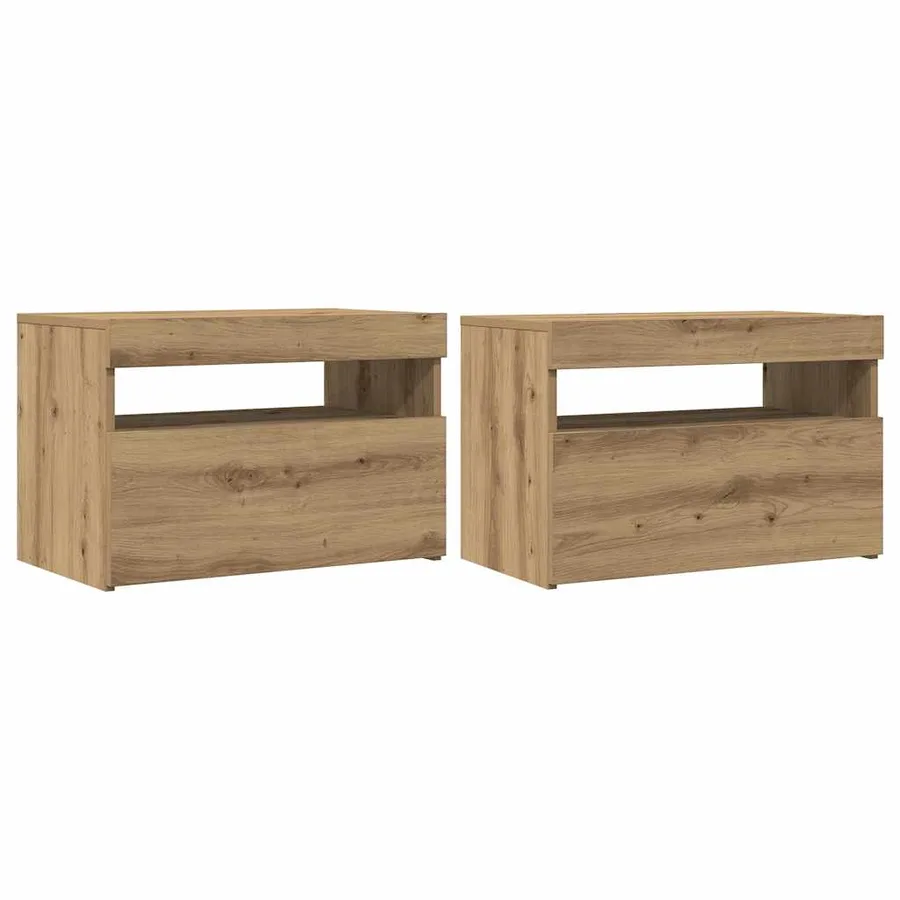 Meubles TV avec lumières LED 2 pcs chêne artisanal - 2