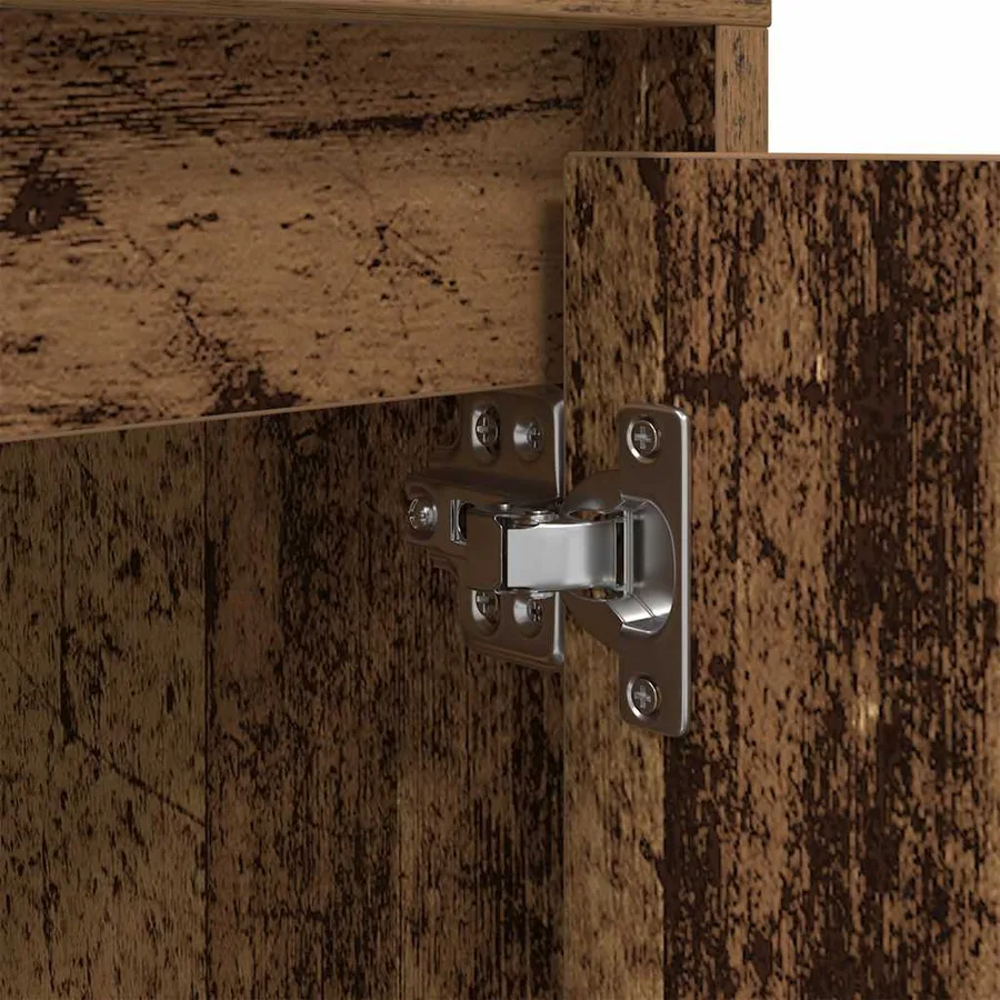 Table de chevet avec lumières LED vieux bois 38x34x50 cm - 10
