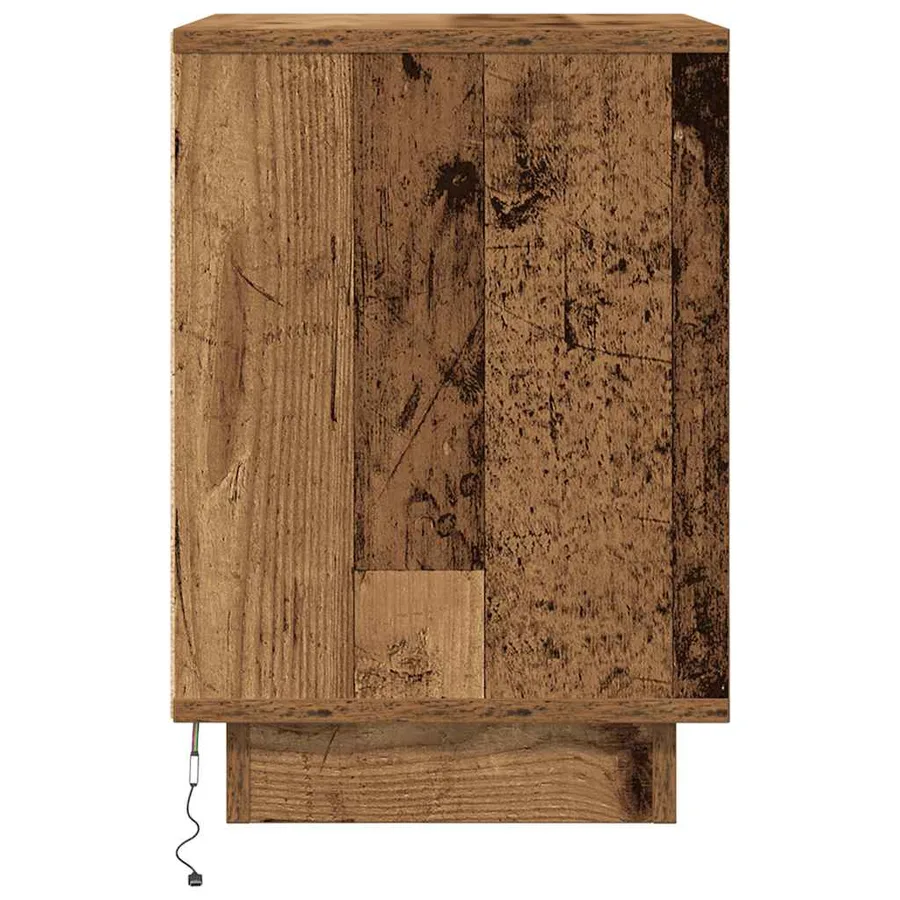 Table de chevet avec lumières LED vieux bois 38x34x50 cm - 7