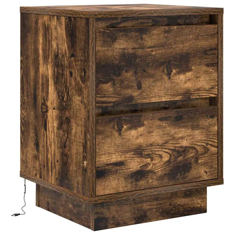 Table de chevet avec lumières LED chêne fumé 38x34x50 cm - 3