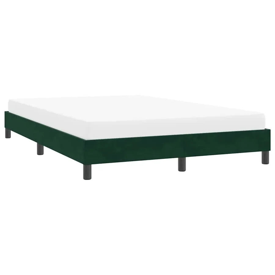 Cadre de lit sans matelas vert foncé 140x220 cm velours - 4
