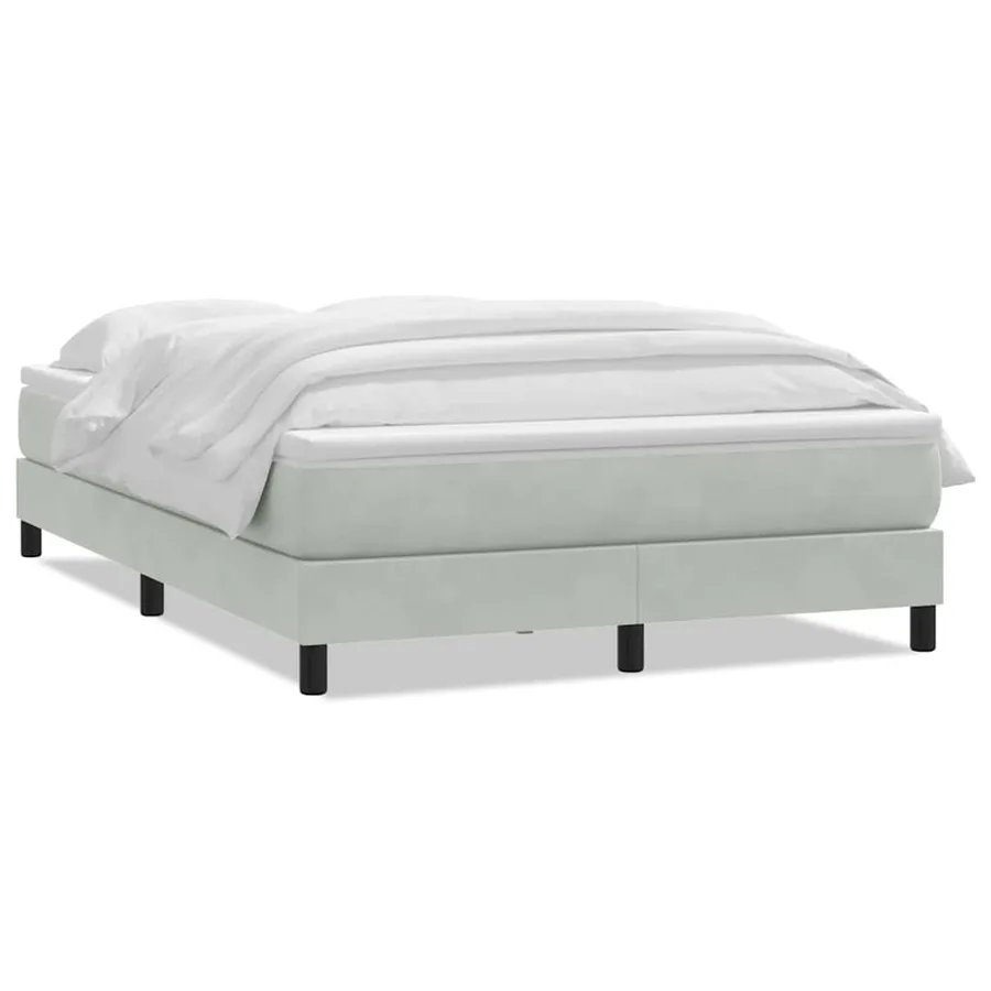 Sommier à lattes de lit et matelas gris clair 160x220cm velours - 2