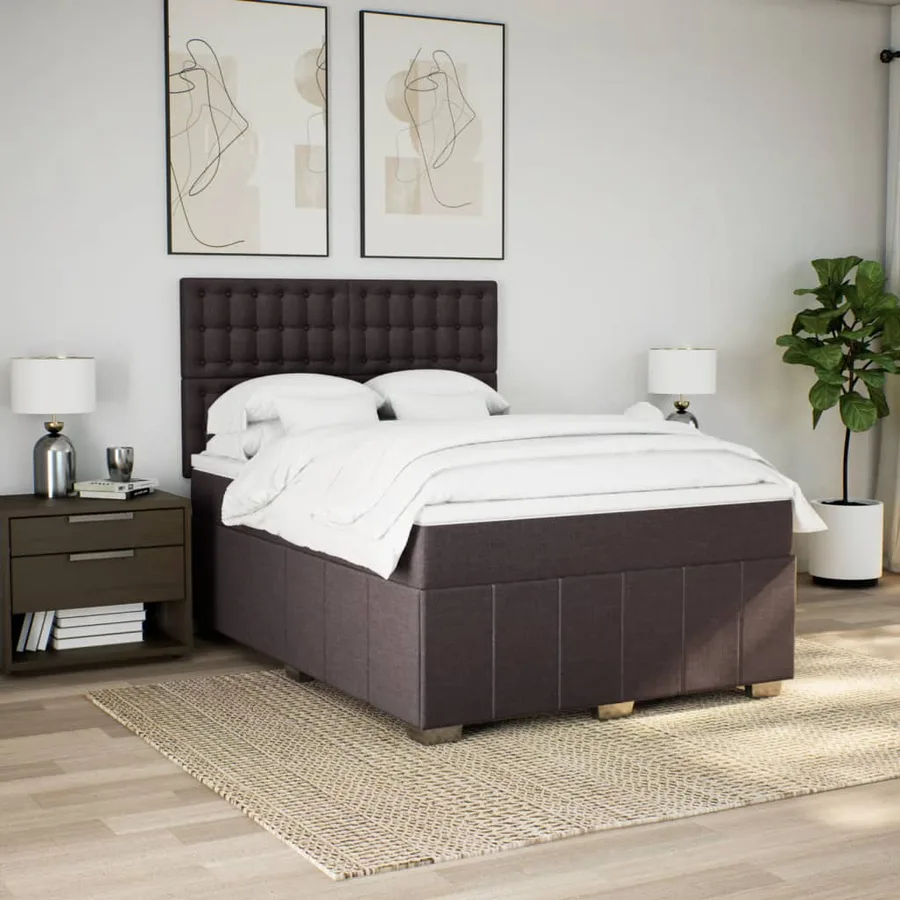 Sommier à lattes de lit avec matelas Marron foncé 160x200 cm - 5