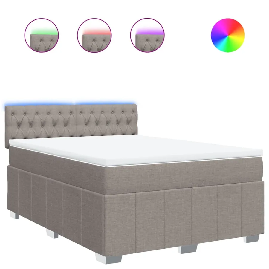 Sommier à lattes de lit avec matelas Taupe 160x200 cm Tissu - 2