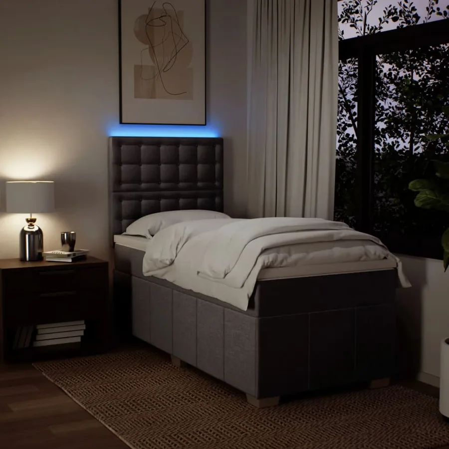 Sommier à lattes de lit avec matelas Taupe 80x200 cm Tissu - 4