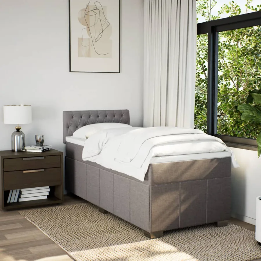 Sommier à lattes de lit avec matelas Taupe 80x200 cm Tissu - 4