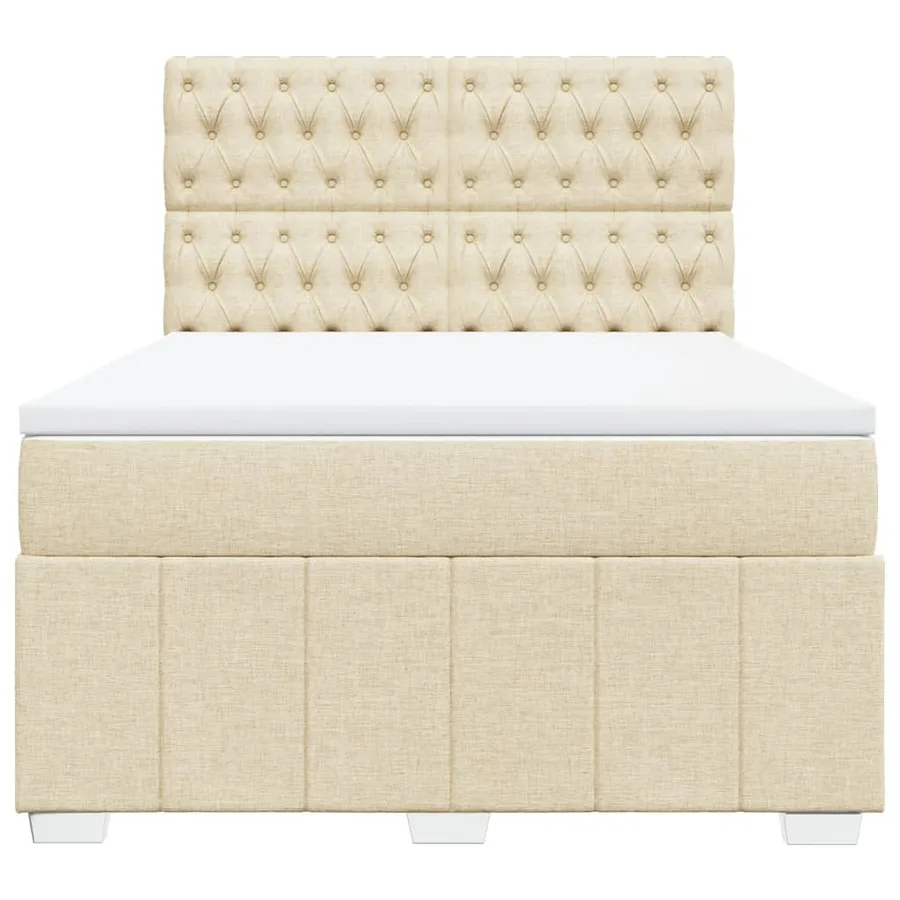 Sommier à lattes de lit avec matelas Crème 160x200 cm Tissu - 4