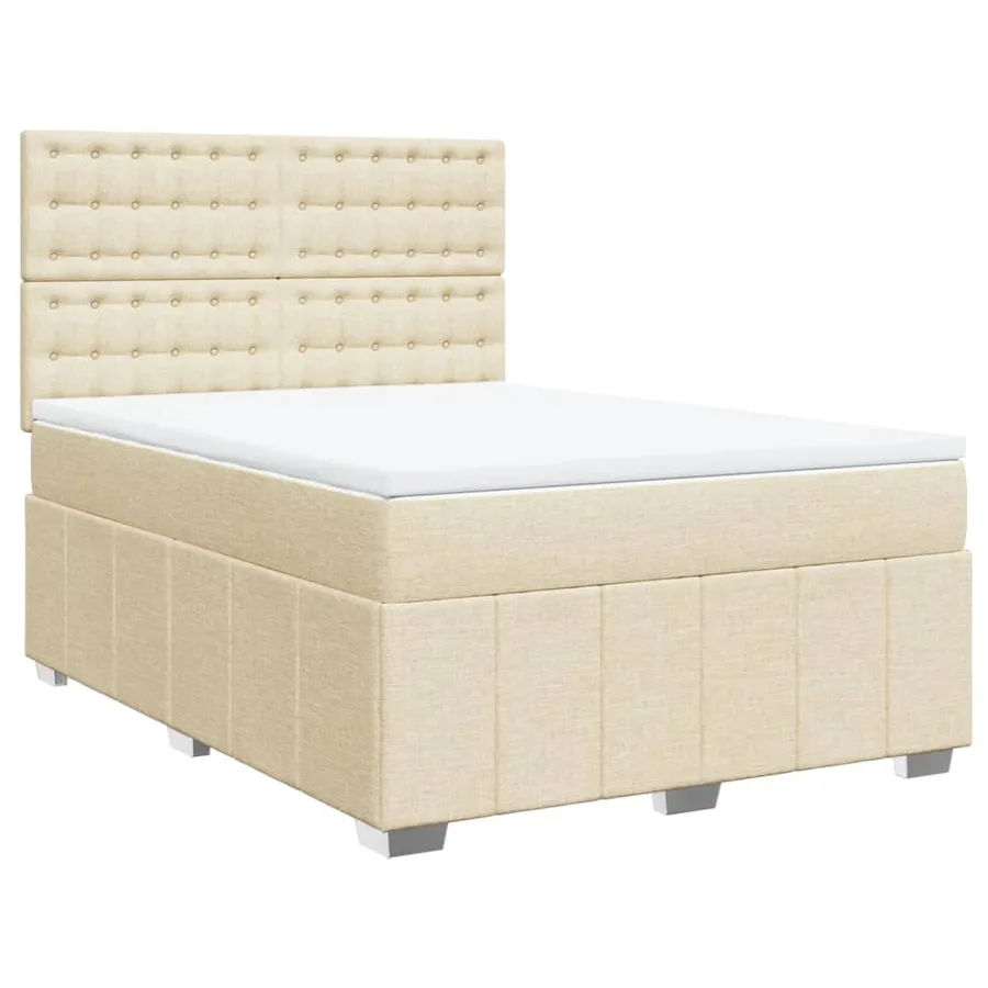 Sommier à lattes de lit avec matelas Crème 160x200 cm Tissu - 2