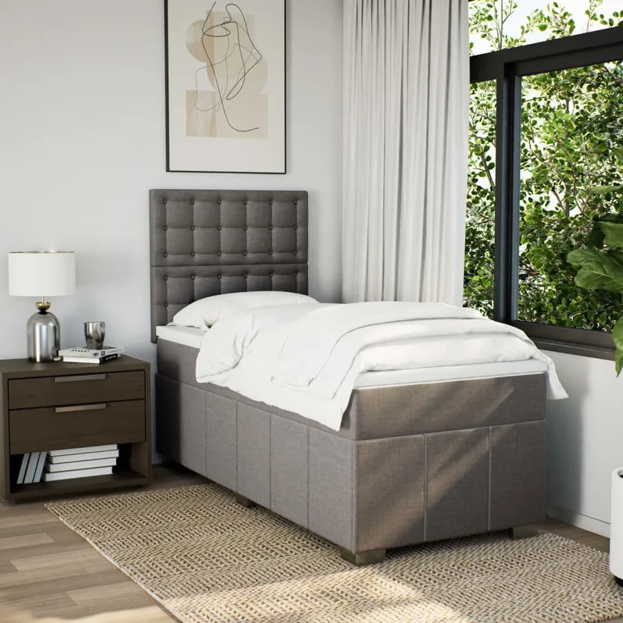 Sommier à lattes de lit avec matelas Taupe 80x200 cm Tissu - 3