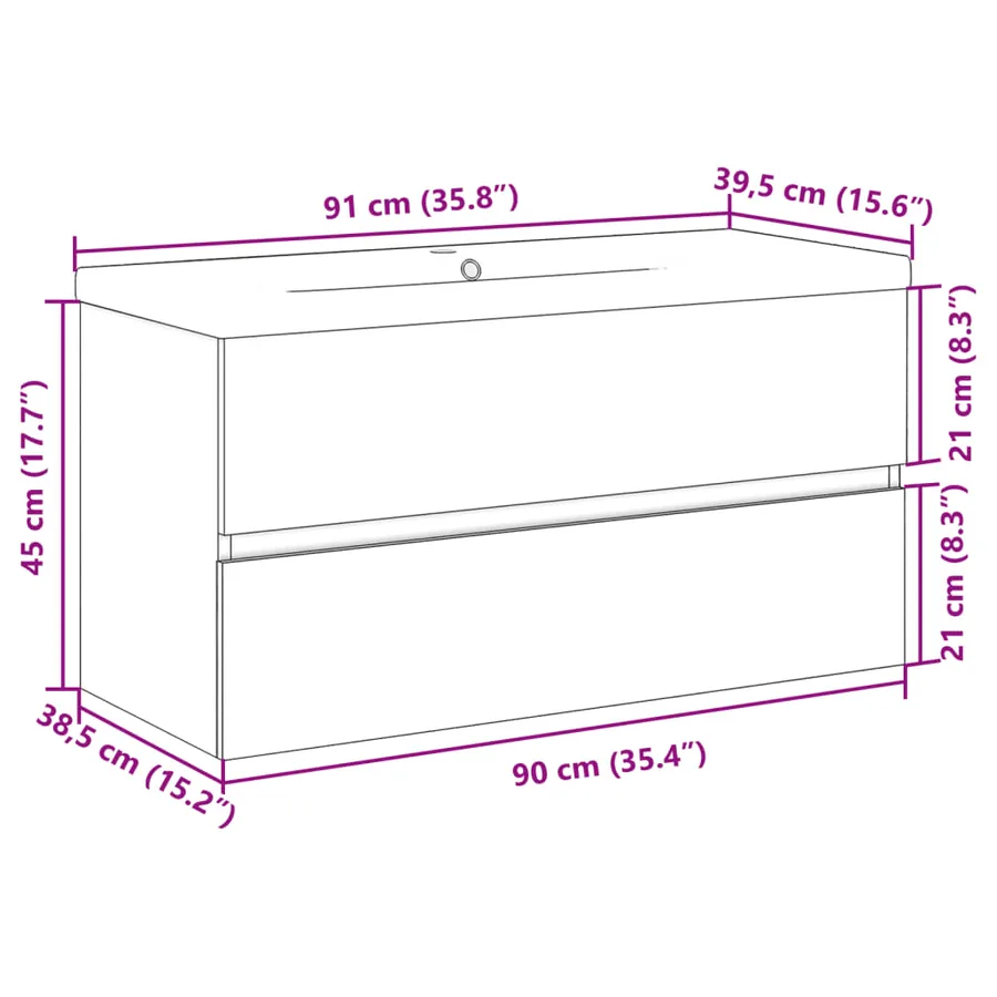 Ensemble de meubles de salle de bain 2 pcs gris béton - 11