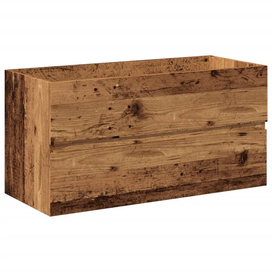 Armoire lavabo avec bassin intégré vieux bois - 6