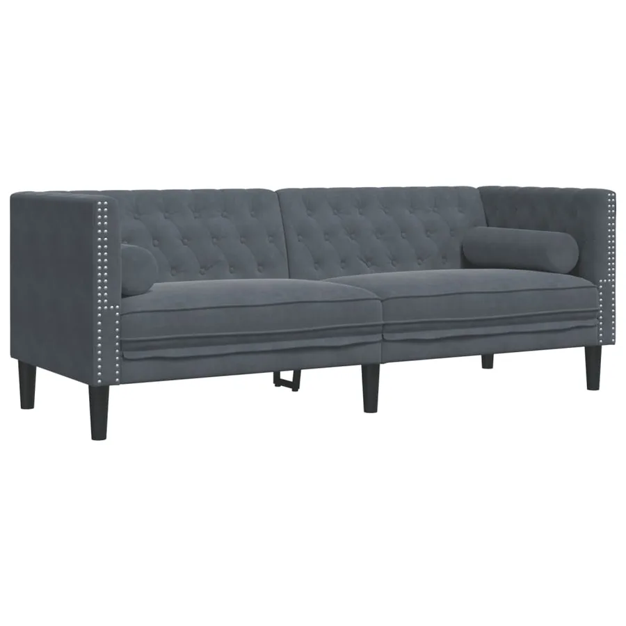 Ensemble de canapé Chesterfield et traversins 3 pcs gris foncé - 4