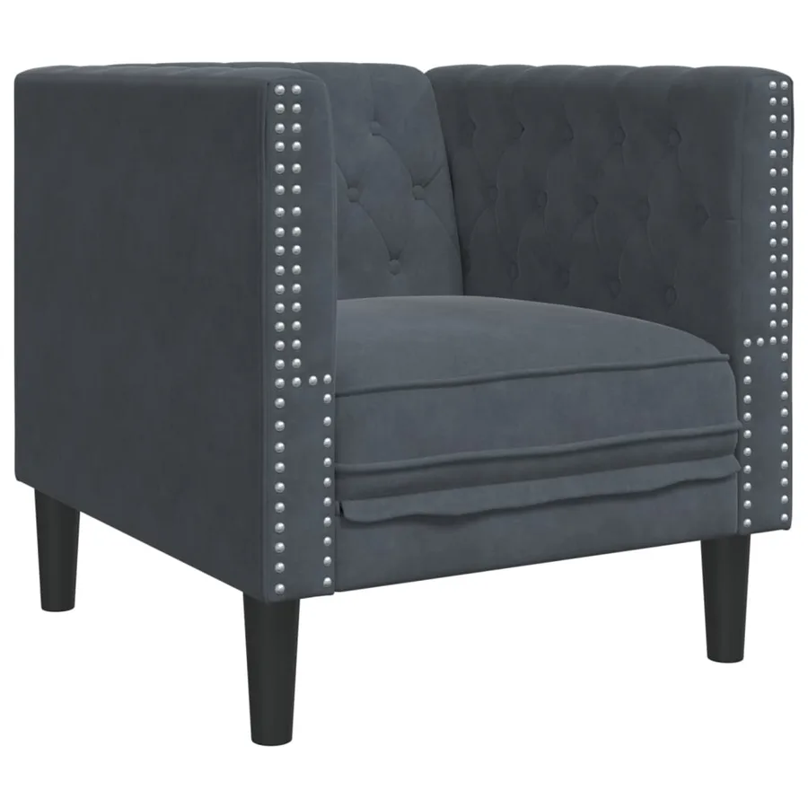 Ensemble de canapé Chesterfield et traversins 3 pcs gris foncé - 6