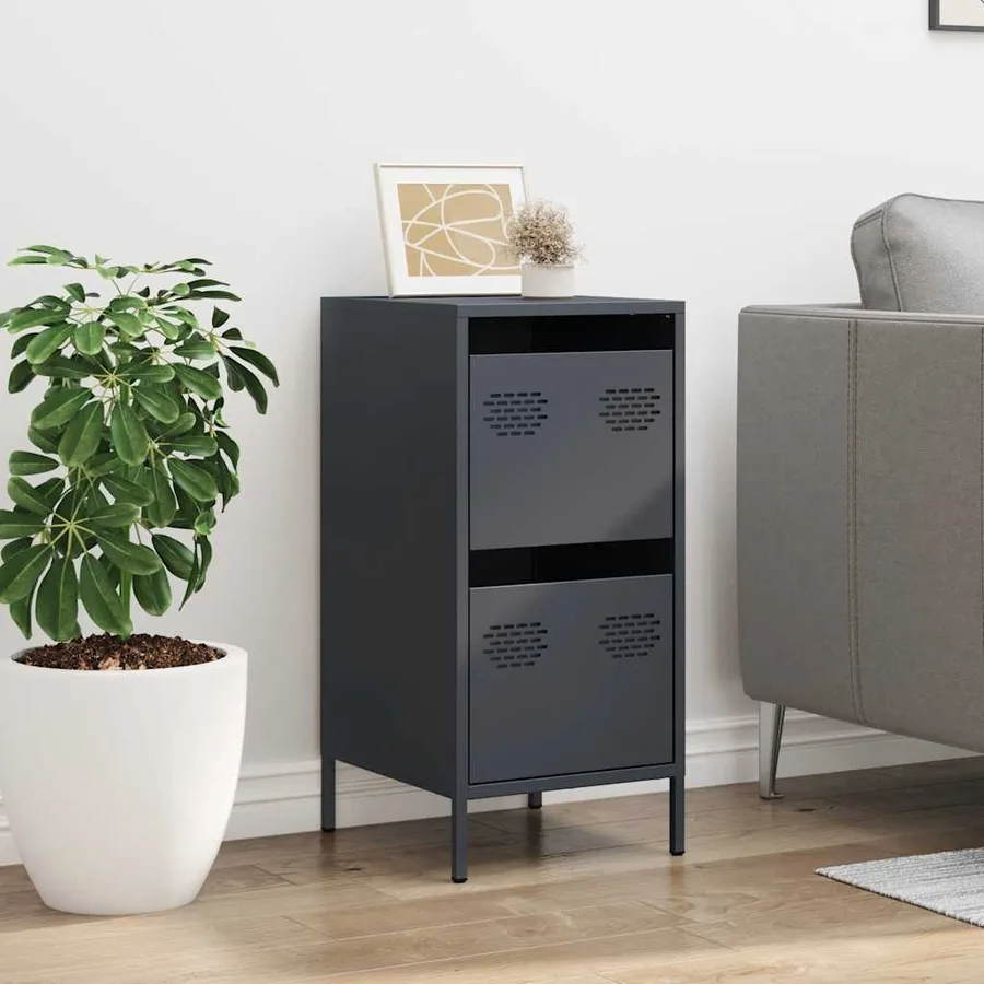 Buffet anthracite 35x39x73,5 cm acier laminé à froid - 3