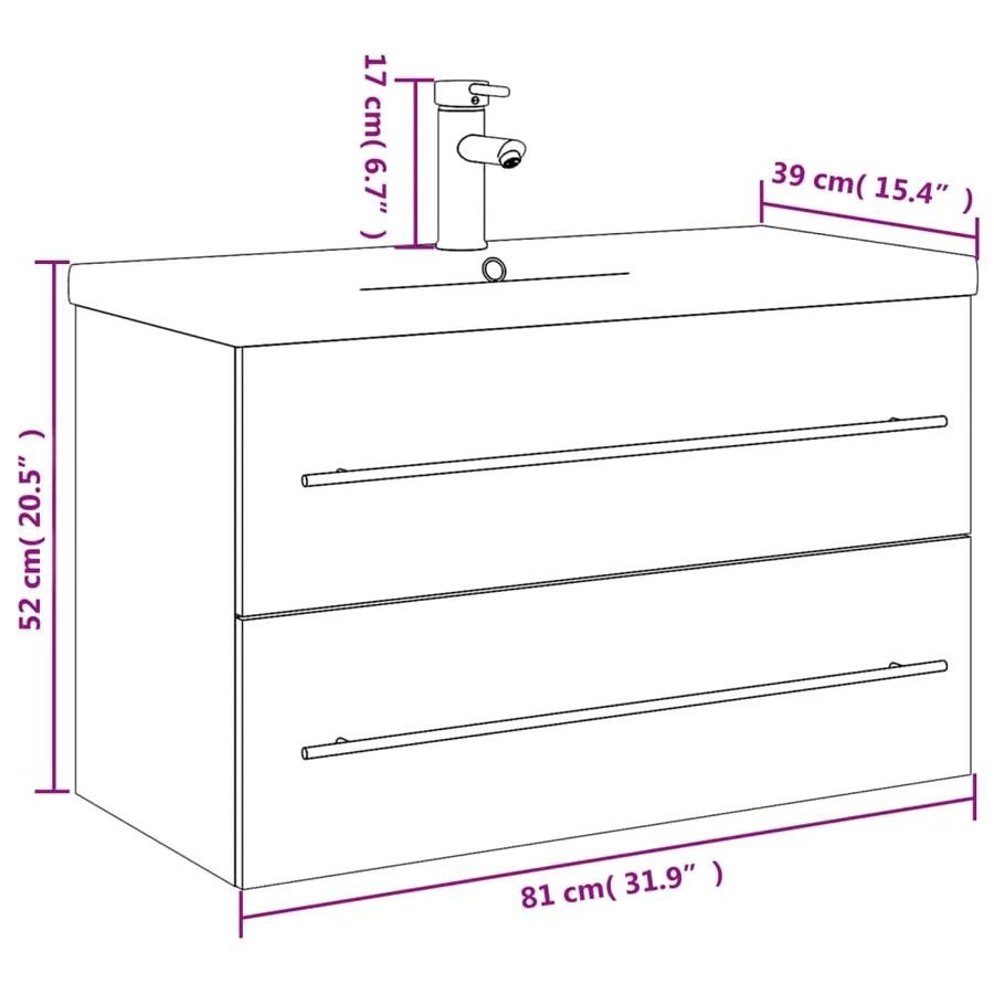 Armoire lavabo de salle de bain avec bassin intégré blanc - 10
