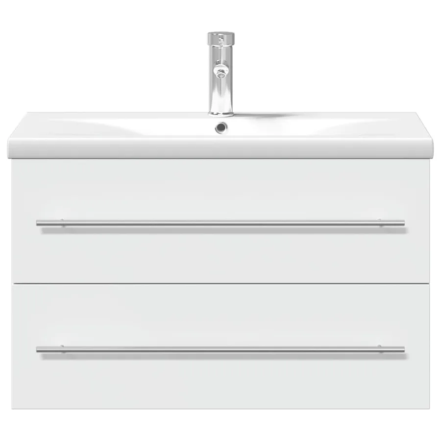 Armoire lavabo de salle de bain avec bassin intégré blanc - 4
