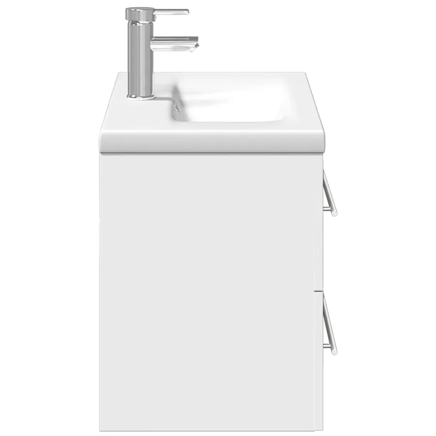 Armoire lavabo de salle de bain avec bassin intégré blanc - 6