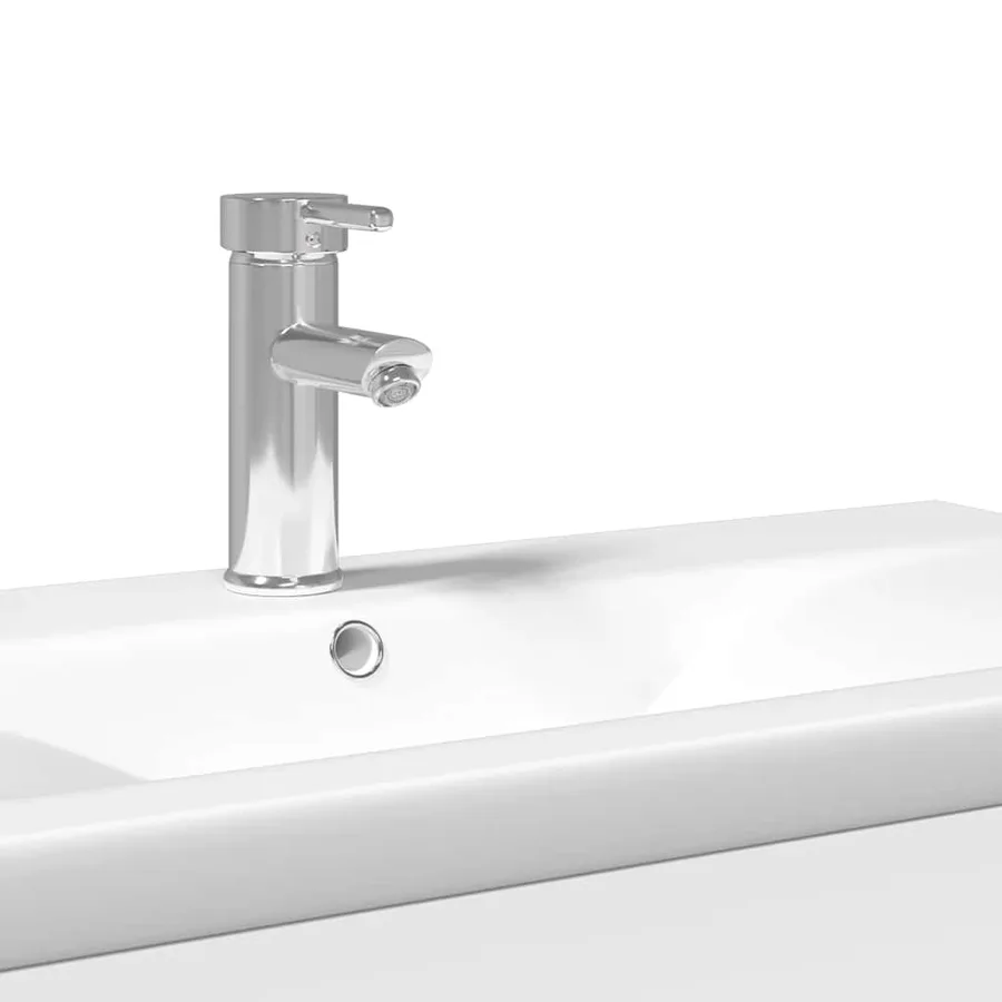 Armoire lavabo de salle de bain avec bassin intégré blanc - 8