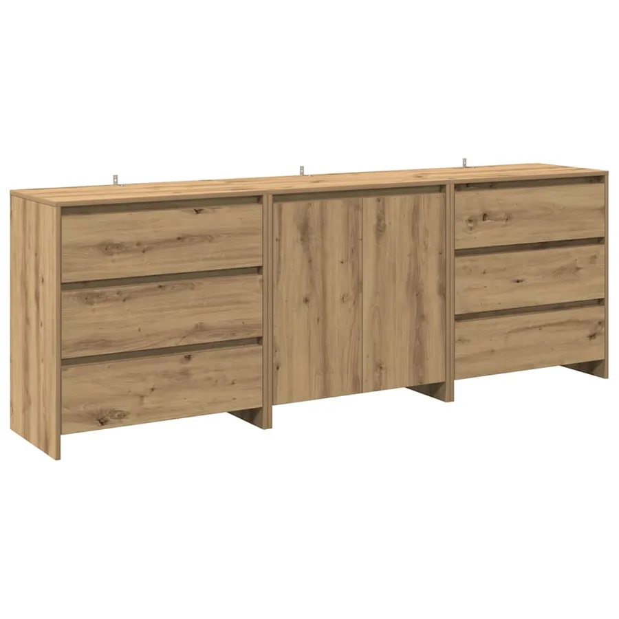 Buffet 3 pcs chêne artisanal bois d'ingénierie - 2