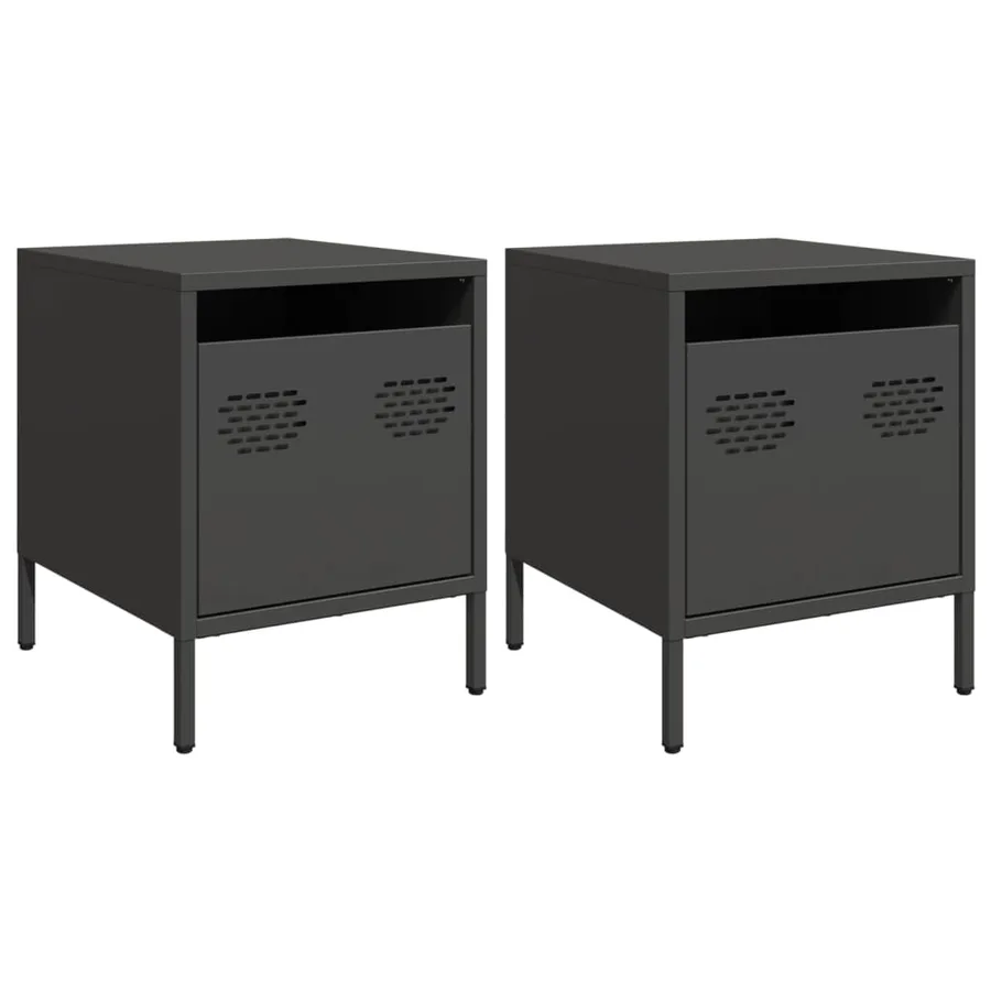 Tables de chevet 2 pcs noir 35x39x43,5 cm acier - 2
