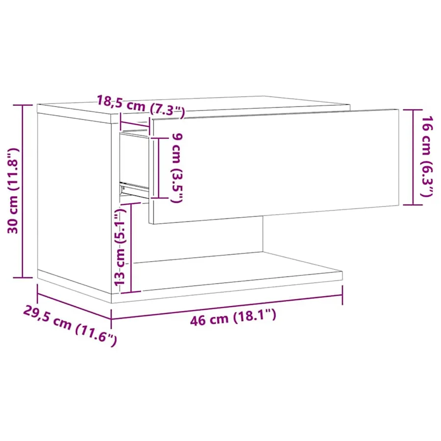 Tables de chevet murales 2 pcs chêne artisanal - 14