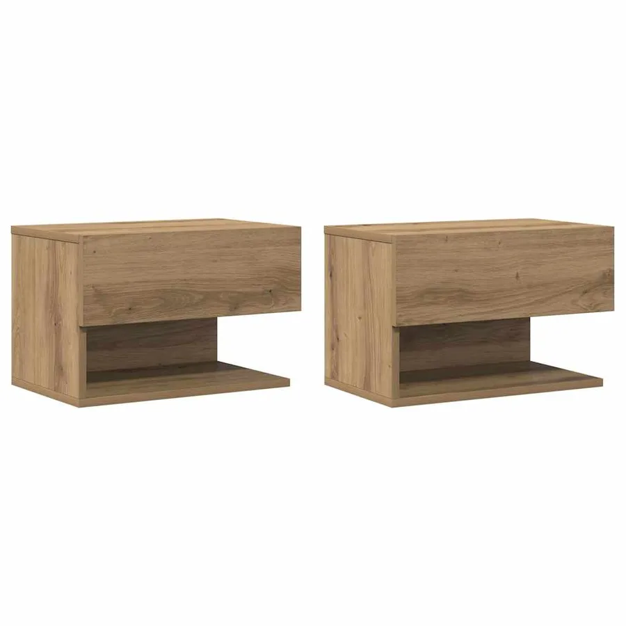 Tables de chevet murales 2 pcs chêne artisanal - 2