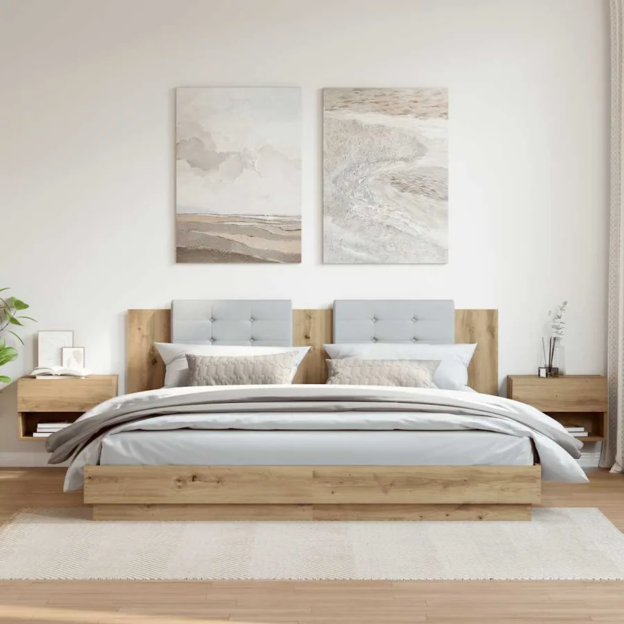 Tables de chevet murales 2 pcs chêne artisanal - 3