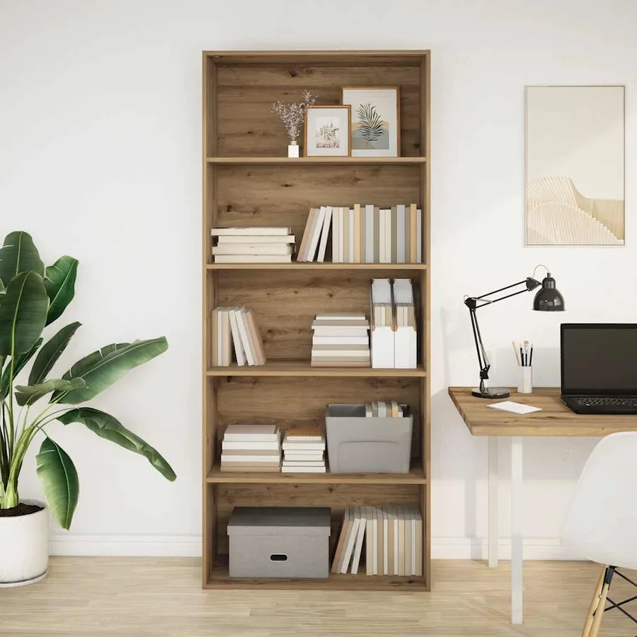 Bibliothèque chêne artisanal 80x30x189 cm bois d'ingénierie - 3