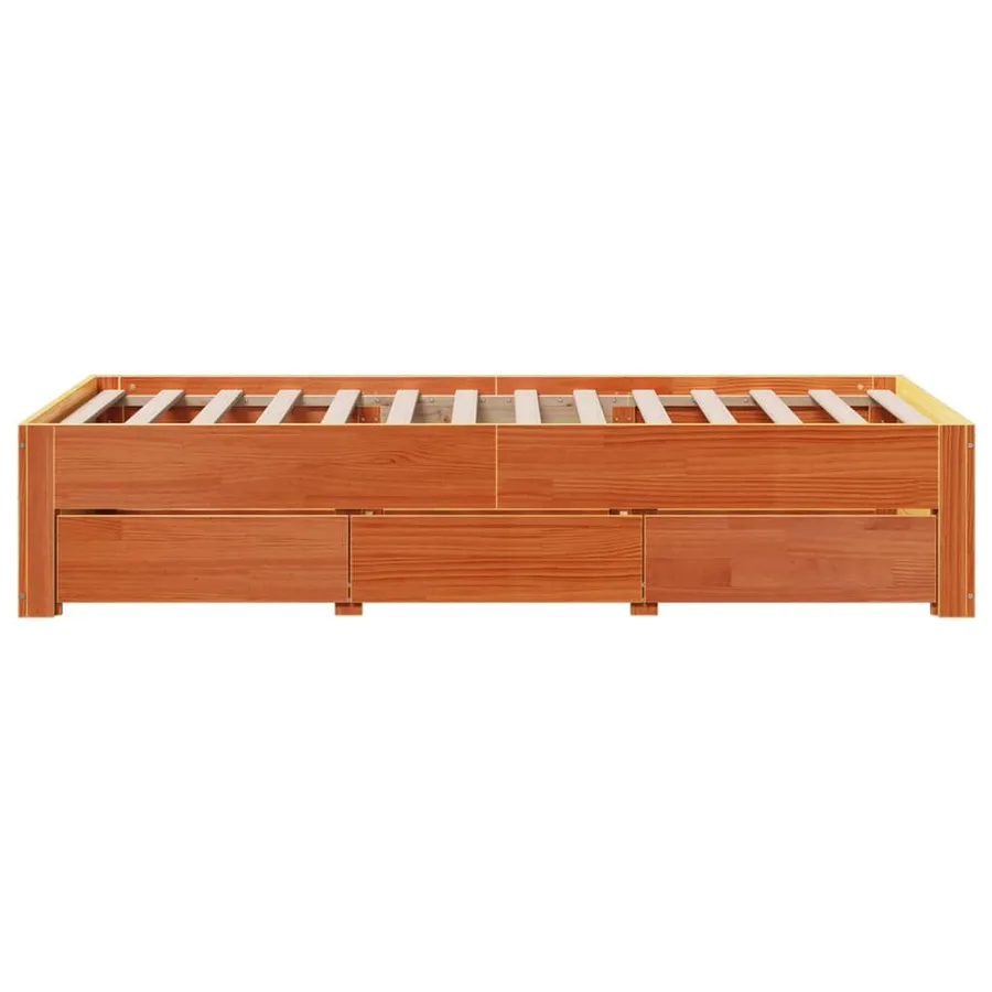 Cadre de lit sans matelas avec tiroirs 90x200cm bois pin massif - 5