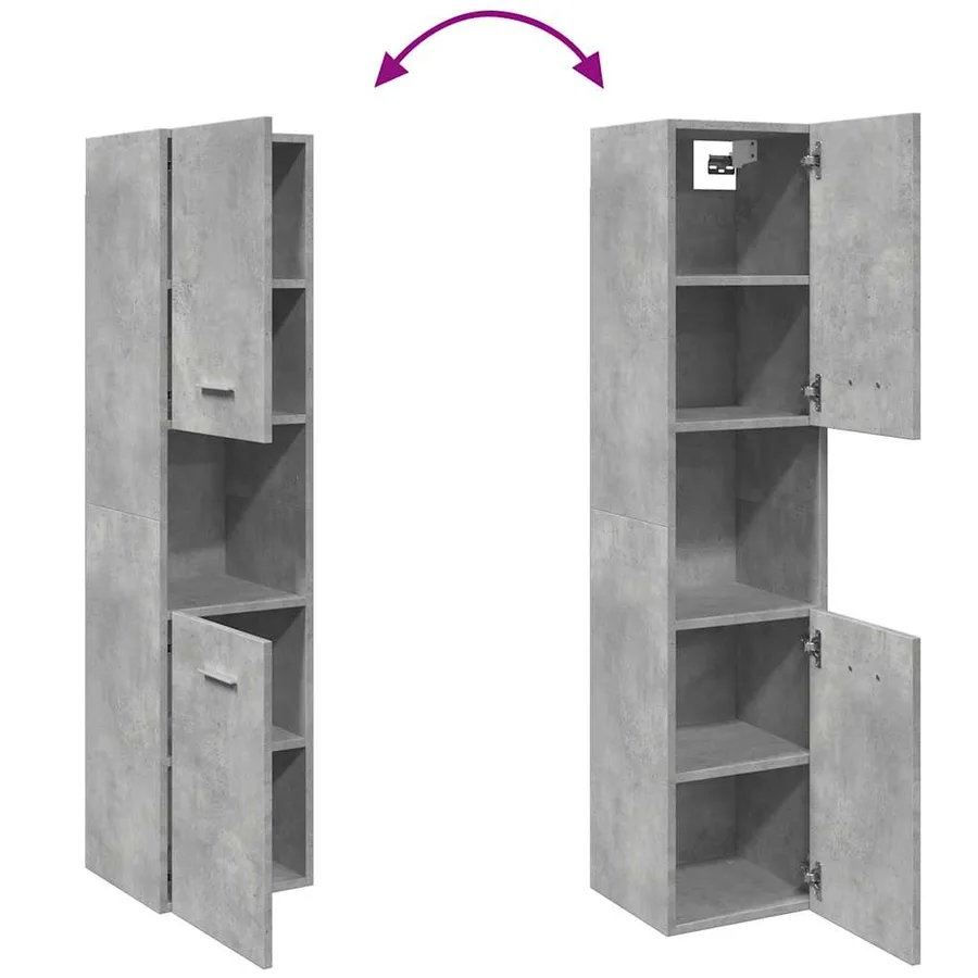 Armoire de salle de bain suspendue gris béton bois d'ingénierie - 8