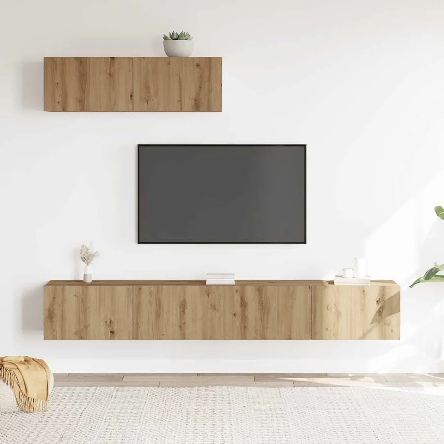 Ensemble de meuble TV mural 3 pcs chêne artisanal - 3
